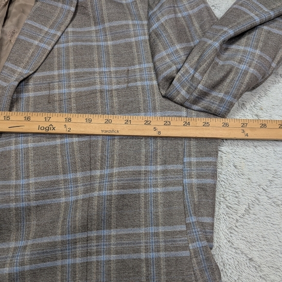 Lauren Ralph Lauren Jacket Mens 50R Gray Blue Plaid Ultraflex Blazer Black Label - Picture 5 of 11